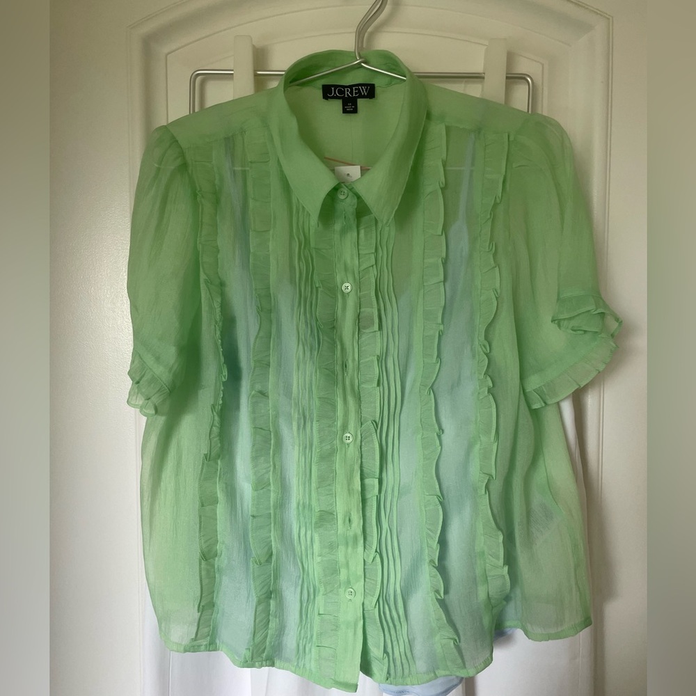 J.Crew Mint Sheer Blouse